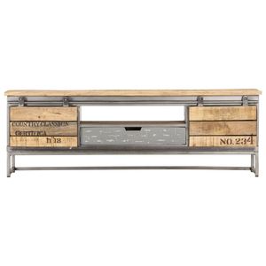 The Living Store TV Kast - Mangohout - 120x30x40 cm - Grijs