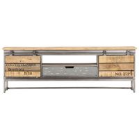 The Living Store TV Kast - Mangohout - 120x30x40 cm - Grijs