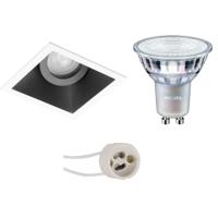 Philips GU10 LED Spot Set - Vierkant - Mat Zwart/Wit - Warm Wit DimTone