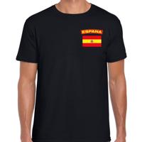 Spanje thema t-shirt - met vlag op borst - zwart - voor heren - landen shirt - supporters