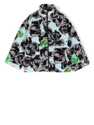 Natasha Zinko Kids veste en polaire Pixel Roses - Bleu