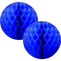 Papieren kerstballen - 4x - blauw - 10 cm - kerstversiering