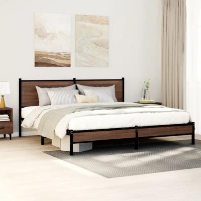 Bedframe zonder matras metaal bruin eikenkleurig 160x200 cm
