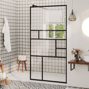 VidaXL Inloopdouchewand 80x195 cm esg-glas transparant en zwart