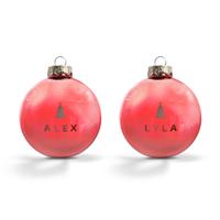 Kerstbal met naam - Rood - 2 stuks