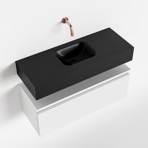 Toiletmeubel Mondiaz Andor | 80 cm | Meubelkleur Talc | Lex vrijhangend wastafel Urban Midden | Zonder kraangat