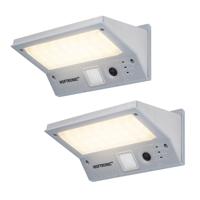 2x Burley - LED Solar Wandlamp met bewegingssensor en schemerschakelaar - 3 lichtstanden - 21LEDs - 3000K - IP65 Waterdicht - Solar buitenlamp