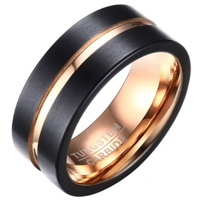 Heren ring Wolfraam Verguld Rosegoud 8mm-21mm