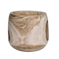 Mica Decorations Bloempot - hout - voor binnen en buiten - D27 cm - Plantenbak