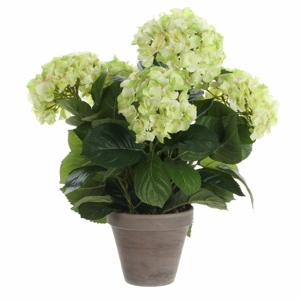 Mica Decorations Kunstplant Hortensia - lichtgroen - 45 cm - in pot