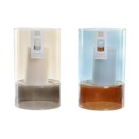 Kaarshouder DKD Home Decor Kristal Tweekleurig Was 13 x 13 x 21 cm (2 Stuks)