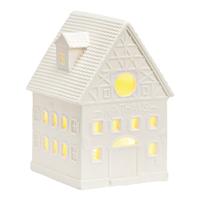 Wurm Light House Town Hall van Porselein, Wit (B/H/D) 8x12x8cm