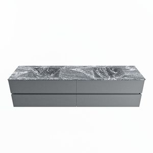 MONDIAZ VICA-DLUX 200cm badmeubel onderkast Plata 4 lades. Inbouw wastafel CLOUD dubbel 2 kraangaten, kleur Lava.