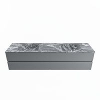 MONDIAZ VICA-DLUX 200cm badmeubel onderkast Plata 4 lades. Inbouw wastafel CLOUD dubbel 2 kraangaten, kleur Lava. - thumbnail