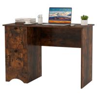 Bureau met 2 Laden Kleine Computertafel Kinderbureau Moderne Bureautafel PV-Tafel voor Slaapkamer Werkkamer Kantoor-Bruin