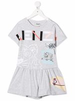 Kenzo Kids combishort en coton biologique à imprimé graphique - Gris - thumbnail