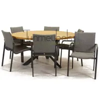 Tuinstoel Anzio dining Light Antracite met Prado 160 cm teaktafel