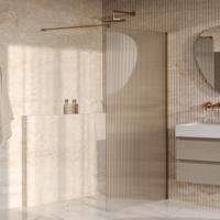 BRAUER Oblivion Flow inloopdouche helder ribbelglas 120x200 incl. glascoating Geborsteld Goud PVD