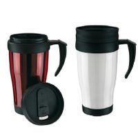 Set van 2x Thermosbekers/warmhoudbekers rood en wit 400 ml