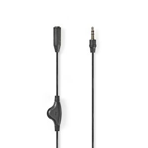 Nedis 3,5 mm Verlengkabel + Volumeregelaar 1 Meter Zwart