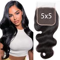 vetersluiting menselijk haar 5x5 sluiting gratis deel body wave sluiting braziliaanse virgirn menselijk haar hd sluiting body wave sluiting top zwitserse vetersluiting Lightinthebox