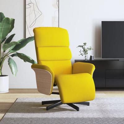 Fauteuil verstelbaar met voetensteun stof lichtgeel