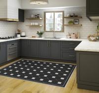 Vintage bistro stijl zwart vinyl tegelkleed