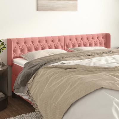 Hoofdbord met randen 183x16x78/88 cm fluweel roze
