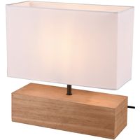 LED Tafellamp - Tafelverlichting - Trion Wooden - E27 Fitting - Rechthoek - Mat Wit - Hout - thumbnail