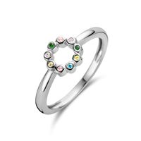 Ring Rondje zilver-zirconia meerkleurig 7,5 mm