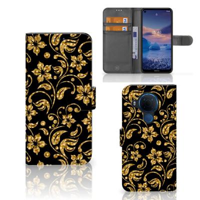 Nokia 5.4 Hoesje Gouden Bloemen