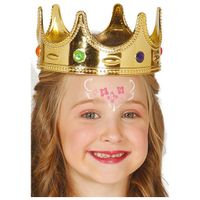Fiestas Guirca Koninginnen/prinsessen verkleed kroon voor kinderen - goud   - - thumbnail