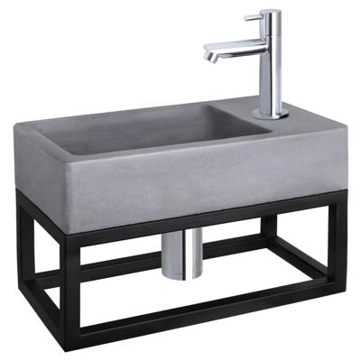 Differnz Force fonteinset beton donkergrijs - kraan recht - met handdoekrek - 40 x 22 x 9 cm - chroom
