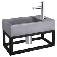 Differnz Force fonteinset beton donkergrijs - kraan recht - met handdoekrek - 40 x 22 x 9 cm - chroom