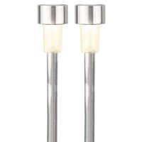 Lumineo Prikspot solar - 2x - LED - zilver - H36 cm - RVS