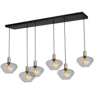 Masterlight 6-lichts hanglamp - goud -Porto met Blossom clear glazen - 2711-05-02-130-25-67