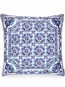 Dolce & Gabbana petit coussin à imprimé Blu Mediterraneo - Blanc