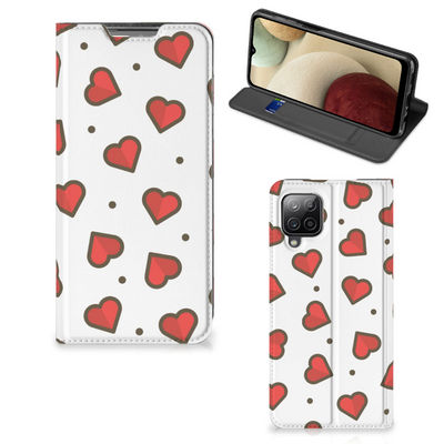 Samsung Galaxy A12 Hoesje met Magneet Hearts Samsung Galaxy A12 Hoesje met Magneet Hearts
