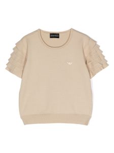 Emporio Armani Kids t-shirt en maille à manches volantées - Tons neutres