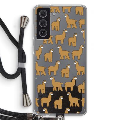 Alpacas: Samsung Galaxy S21 FE Transparant Hoesje met koord