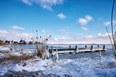 Tuinschilderij haven in ijs 130x70 - Customize it