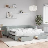 Slaapbank onderschuifbed en lades 100x200 cm fluweel lichtgrijs