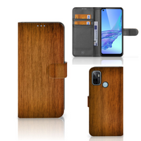 OPPO A53 | OPPO A53s Book Style Case Donker Hout - thumbnail