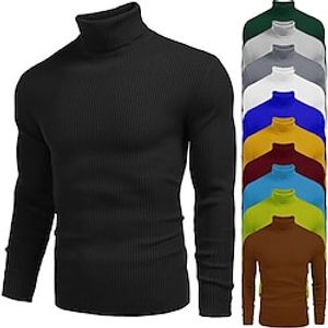 Voor heren Trui Coltrui Herfst trui Geribd breien Gebreid Effen Coltrui Stijlvol Casual Alledaagse kleding Vakantie Kleding Lente Herfst Wijn Zwart M L XL Lightinthebox