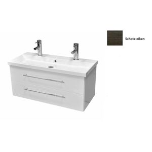 Onderkast Sanicare Q4 2.0 Twee Soft-Close Laden Chromen Greep 100x45 cm Schots-Eiken Sanicare