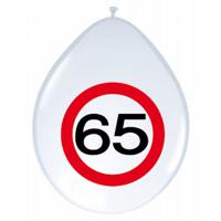 65 jaar thema ballonnen - verkeersbord - 8x stuks - versiering - feestartikelen