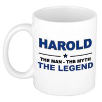 Naam cadeau mok/ beker Harold The man, The myth the legend 300 ml - Naam mokken - thumbnail