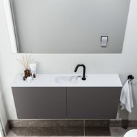 Zaro Polly toiletmeubel 120cm donkergrijs met witte wastafel met kraangat - thumbnail