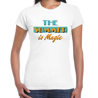 Toppers verkleed T-shirt dames - The summer is Magic - wit - Miami Vice - Tropische feestkleding Toppers verkleed T-shirt dames - The summer is Magic - wit - Miami Vice - Tropische feestkleding