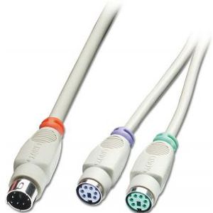 Lindy PS/2 Y-Adaptor Cable PS/2-kabel 0,15 m Grijs